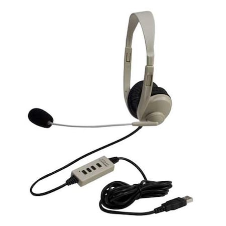 Califone International 3064-USB Lightweight USB Stereo Headphones With Boom Microphone